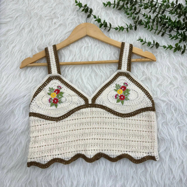 تاپ قلاب بافی فری سایز زنانه کد 1079 مناسب تا سایز 42 شیک چهارفصل