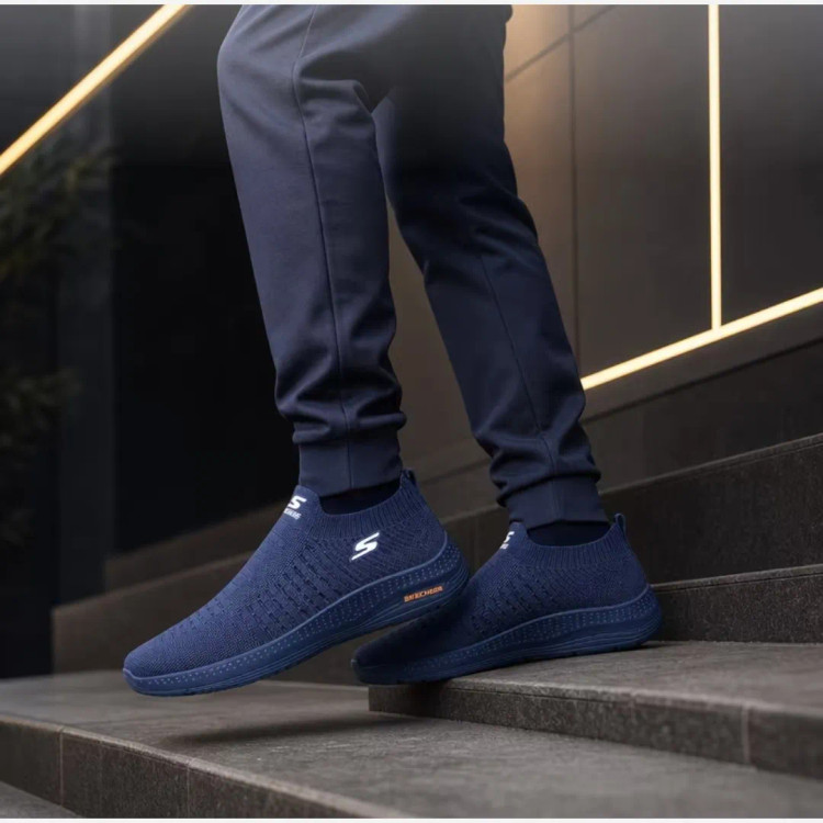 کفش اسکیچرز جورابی بدون بند طبی مدل RIVON سرمه ای